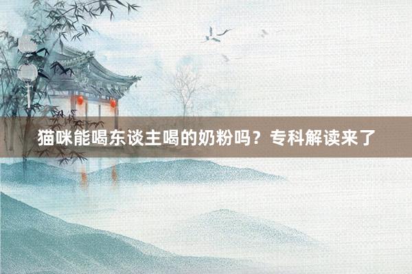 猫咪能喝东谈主喝的奶粉吗？专科解读来了
